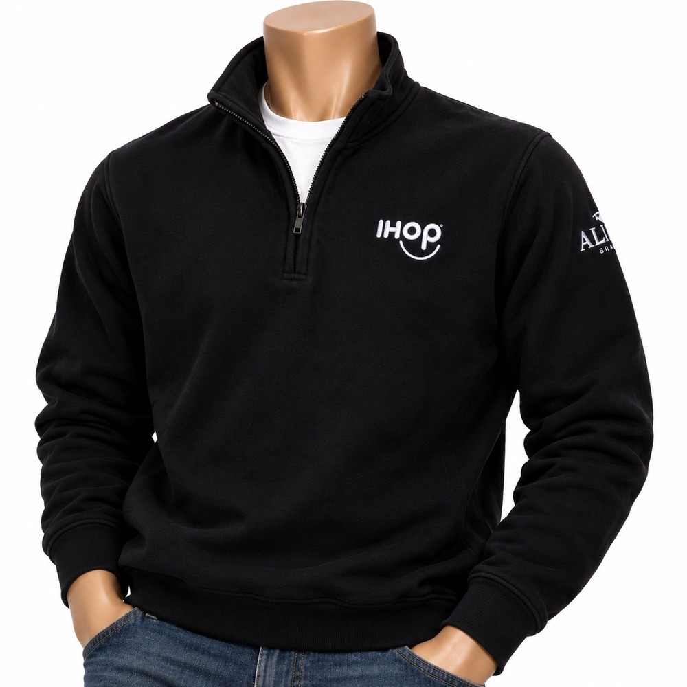 IHOP Employee Quarter Zip Sweatshirt Black Mens XL All-In 2024 Logo
